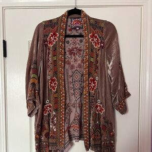 Johnny Was Velvet Bohemian Cardigan L